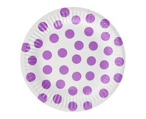 Paper Plates Dots 18cm 6pcs, lavender