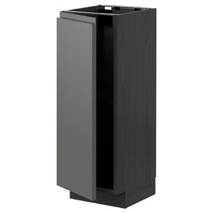 METOD Base cabinet with shelves, black/Voxtorp dark grey, 30x37 cm