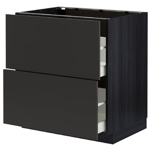 METOD / MAXIMERA Base cb 2 fronts/2 high drawers, black/Nickebo matt anthracite, 80x60 cm