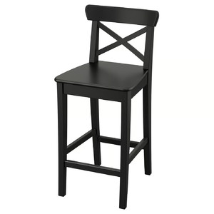 ROSENTORP Bar stool with backrest, counter height/black, 63 cm