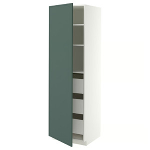 METOD/MAXIMERA High cabinet with drawers, white/Aspudden dark grey-green, 60x60x200 cm