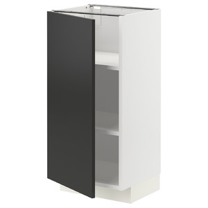 METOD Base cabinet with shelves, white/Nickebo matt anthracite, 40x37 cm