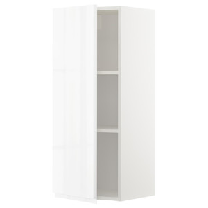 METOD Wall cabinet with shelves, white/Voxtorp high-gloss/white, 40x100 cm