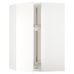 METOD Corner wall cabinet with carousel, white/Vallstena white, 68x100 cm