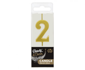 Birthday Candle Number 2, metallic gold