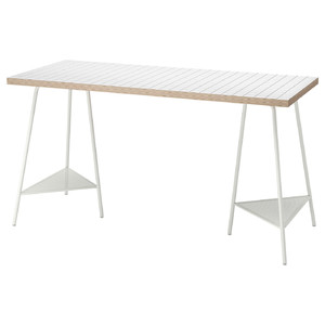 LAGKAPTEN / TILLSLAG Desk, white anthracite/white, 140x60 cm