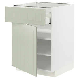 METOD / MAXIMERA Base cabinet with drawer/door, white/Stensund light green, 60x60 cm