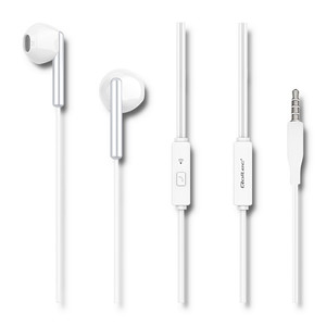 Qoltec In-ear Earphones with Microphone, white
