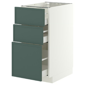 METOD/MAXIMERA Base cabinet with 3 drawers, white/Aspudden dark grey-green, 40x60 cm