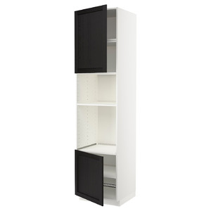 METOD Hi cb f oven/micro w 2 drs/shelves, white/Lerhyttan black stained, 60x60x240 cm