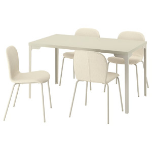 SKÅLSTA Table and 4 chairs, light grey-beige straight light grey-beige/Knäbäck beige tubular metal/light grey-beige, 140x80 cm