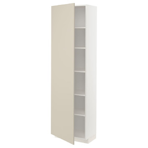 METOD High cabinet with shelves, white/Havstorp beige, 60x37x200 cm
