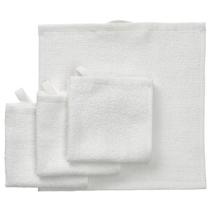 LUDDVIAL Washcloth, white, 25x25 cm
