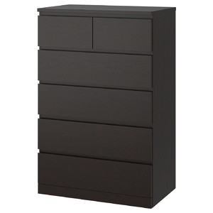 MALM Chest of 6 drawers, black-brown, 80x123 cm