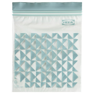 ISTAD Resealable bag, patterned/pale grey-green, 1 l