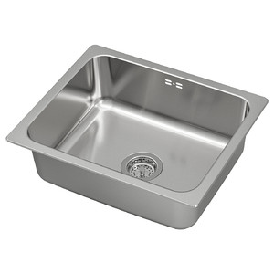 HILLESJÖN Inset sink, 1 bowl, stainless steel, 56x46 cm