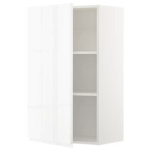 METOD Wall cabinet with shelves, white/Voxtorp high-gloss/white, 60x100 cm