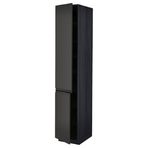 METOD High cabinet with shelves/2 doors, black/Upplöv matt anthracite, 40x60x220 cm