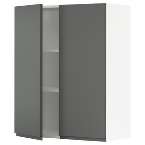 METOD Wall cabinet with shelves/2 doors, white/Voxtorp dark grey, 80x100 cm