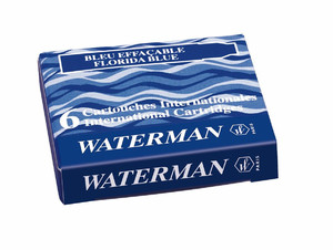 Waterman Ink Cartridge Short Blue 6pcs