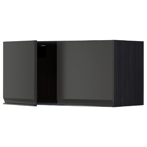 METOD Wall cabinet with 2 doors, black/Upplöv matt anthracite, 80x40 cm
