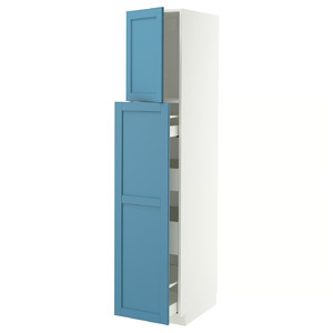 METOD / MAXIMERA Hc w p-o func 1dr/4drw, white/Lerhyttan blue, 40x60x200 cm
