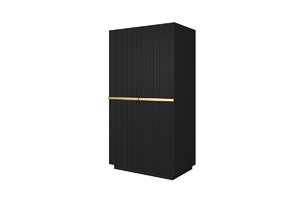 Wardrobe Nicole with Drawer Unit 100 cm, matt black, gold handles