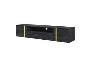 Wall-Mounted TV Cabinet Verica 200 cm, charcoal/gold handles