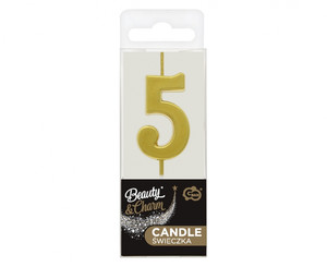 Birthday Candle Number 5, metallic gold
