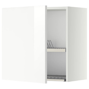 METOD Wall cabinet with dish drainer, white/Ringhult white, 60x60 cm