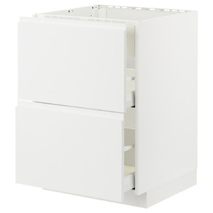 METOD / MAXIMERA Base cab f hob/int extractor w drw, white/Voxtorp matt white, 60x60 cm