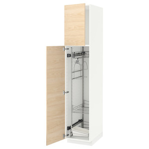 METOD High cabinet with cleaning interior, white/Askersund light ash effect, 40x60x200 cm