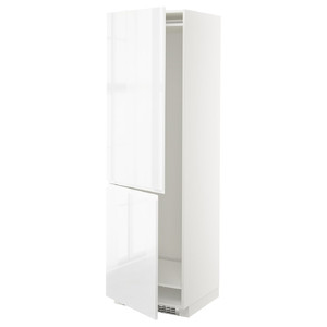 METOD Hi cab f fridge or freezer w 2 drs, white/Voxtorp high-gloss/white, 60x60x200 cm