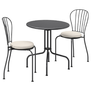 LÄCKÖ  Table+2 chairs, outdoor, grey, Frösön, Duvholmen beige