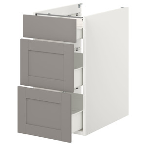 ENHET Base cb w 3 drawers, white/grey frame, 40x62x75 cm