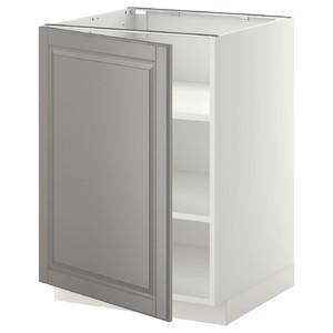 METOD Base cabinet with shelves, white/Bodbyn grey, 60x60 cm