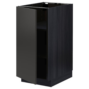 METOD Base cabinet with shelves, black/Nickebo matt anthracite, 40x60 cm