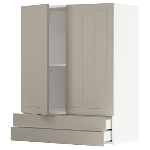 METOD / MAXIMERA Wall cabinet w 2 doors/2 drawers, white/Stensund beige, 80x100 cm
