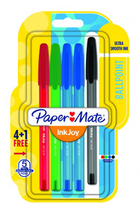 Paper Mate Ballpoint Pen 100 CAP 5pcs 4 Colours