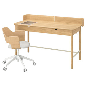 RIDSPÖ / FJÄLLBERGET Desk and chair, oak beige