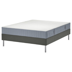 LYNGÖR Divan bed, Valevåg firm/light blue dark grey, Standard Super King