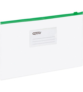 Zip File Folder A5, transparent/green, 12pcs