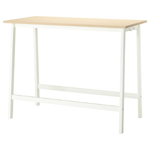 MITTZON Conference table, birch veneer/white, 140x68x105 cm