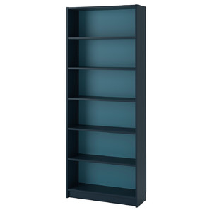 BILLY Bookcase, black-blue, 80x28x202 cm