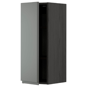 METOD Wall cabinet with shelves, black/Voxtorp dark grey, 30x80 cm