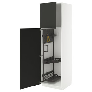 METOD High cabinet with cleaning interior, white/Nickebo matt anthracite, 60x60x200 cm