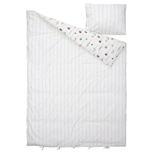 NATTSLÄNDA Duvet cover and pillowcase, floral pattern multicolour, 150x200/50x60 cm