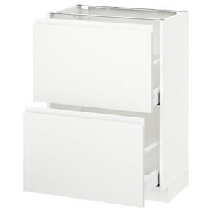 METOD / MAXIMERA Base cabinet with 2 drawers, white, Voxtorp matt white white, 60x37 cm
