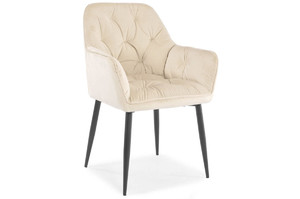 Glamour Chair with Armrests EMMA, velvet, beige