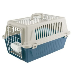 Ferplast Atlas 20 Open Pet Carrier for Cats and Small Dogs, beige/blue